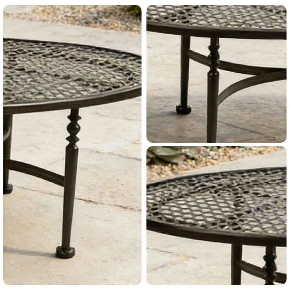SOLARA Outdoor Oval Coffee Table - Stable Support Design, Powder-Coated Iron Alloy Frame, Durable Patio Garden Balcony Accent Table - Image 3