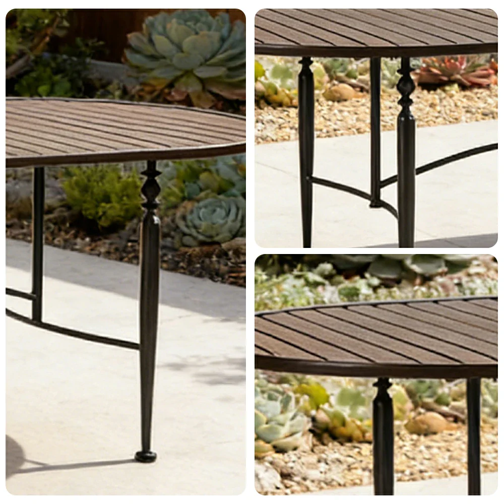 SOLARA Outdoor Dining Table - Stable Support Design, Powder-Coated Iron Alloy Frame, Durable Patio Garden Balcony Dining Table - Image 3