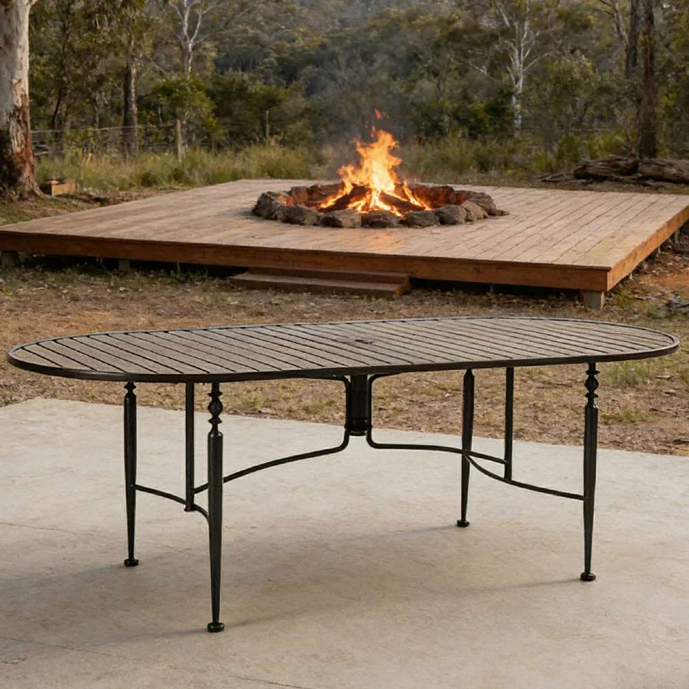 SOLARA Outdoor Dining Table - Stable Support Design, Powder-Coated Iron Alloy Frame, Durable Patio Garden Balcony Dining Table - Image 4