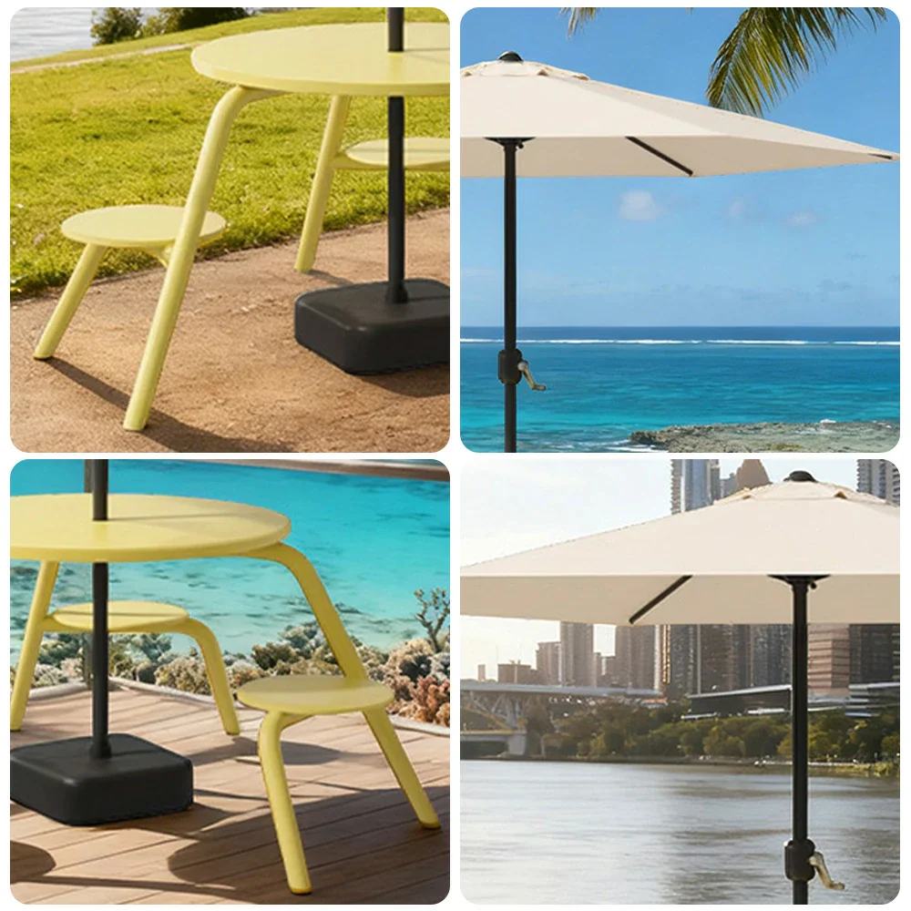 SOLARA Carbon Steel Table, Chair & Umbrella Set 3/4-Seater Ergonomic One-Piece Design High-Temp Coated Finish Stable Load-Bearing Structure - Yellow - Image 3