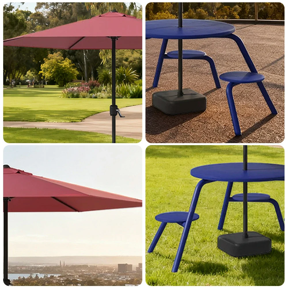 SOLARA Carbon Steel Table, Chair & Umbrella Set 3/4-Seater Ergonomic One-Piece Design High-Temp Coated Finish Stable Load-Bearing Structure - Blue - Image 3