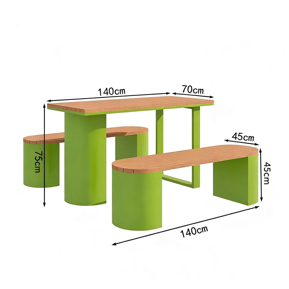 SOLARA Outdoor Table & Chair Set 120/140/160cm Anti-Corrosion Durable Steel Support Thick Plastic-Wood Surface Waterproof Sun-Resistant Design - Green - Image 6