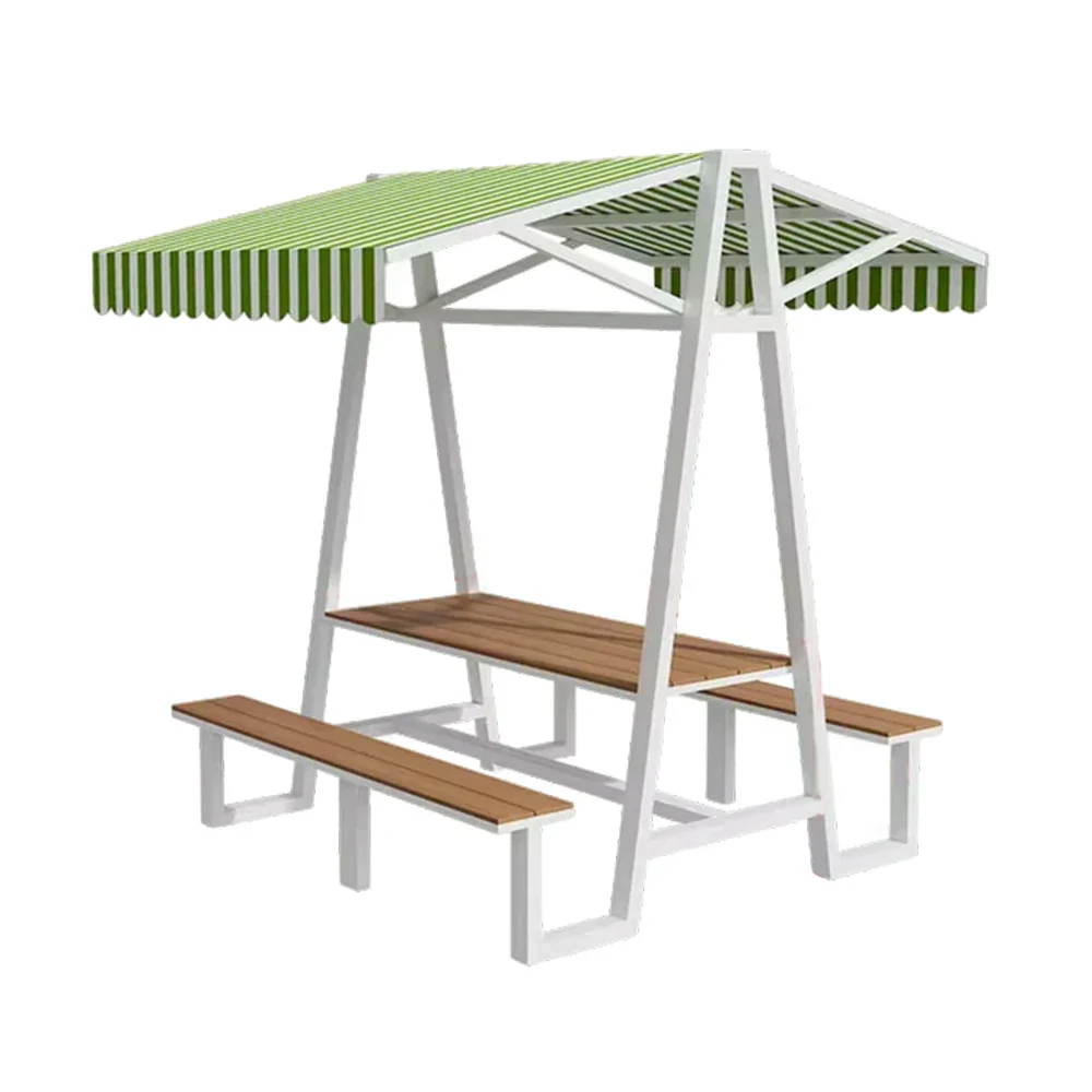 SOLARA Outdoor Canopy Table Set 120/160/200cm Waterproof Sunproof Thick Canopy Metal Frame High-Temp Coated Anti-Rust Stability - White&Green - Image 11