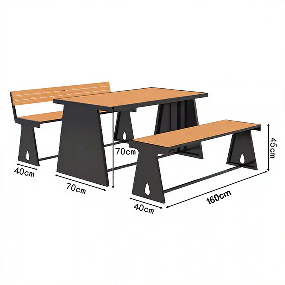 SOLARA Outdoor Table & Chair Set 120/140/160cm A-Frame Support Anti-Rust Iron Structure Smooth Painted Finish Stable Durable Design - Black - Image 7