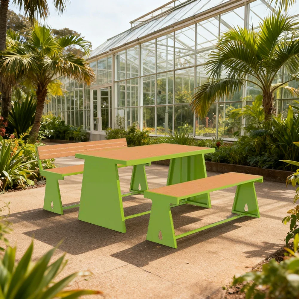 SOLARA Outdoor Table & Chair Set 120/140/160cm A-Frame Support Anti-Rust Iron Structure Smooth Painted Finish Stable Durable Design - Green - Image 2
