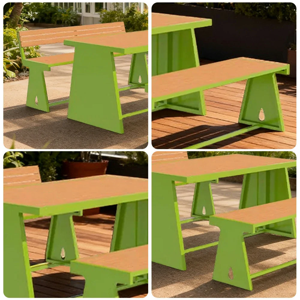 SOLARA Outdoor Table & Chair Set 120/140/160cm A-Frame Support Anti-Rust Iron Structure Smooth Painted Finish Stable Durable Design - Green - Image 3