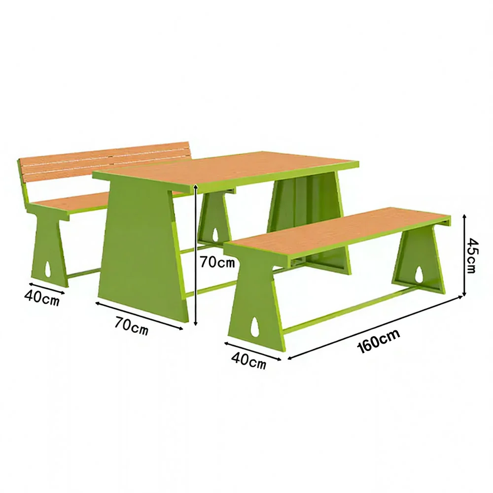SOLARA Outdoor Table & Chair Set 120/140/160cm A-Frame Support Anti-Rust Iron Structure Smooth Painted Finish Stable Durable Design - Green - Image 7