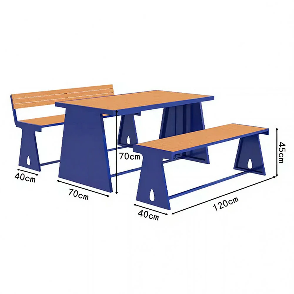 SOLARA Outdoor Table & Chair Set 120/140/160cm A-Frame Support Anti-Rust Iron Structure Smooth Painted Finish Stable Durable Design - Blue - Image 5