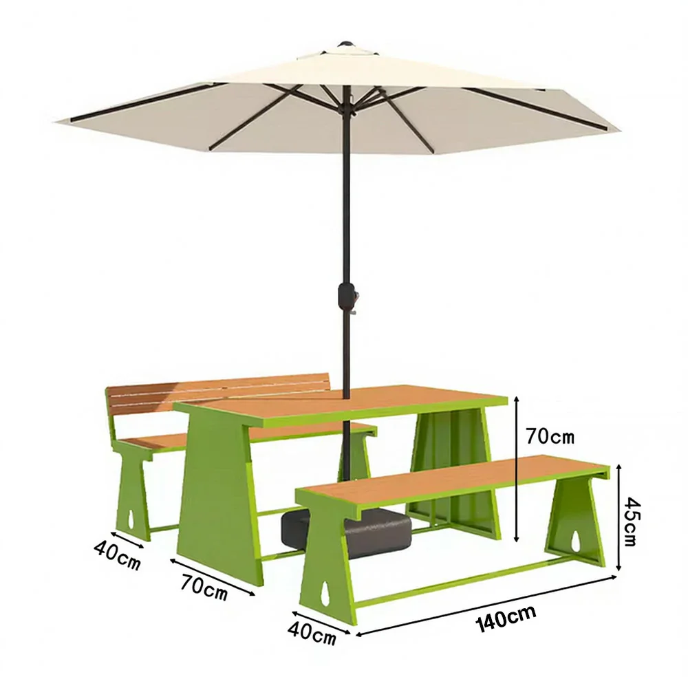 SOLARA Outdoor Table, Chair & Umbrella Set 120/140/160cm A-Frame Support Anti-Rust Iron Structure Smooth Painted Finish Stable Durable Design - Green - Image 6