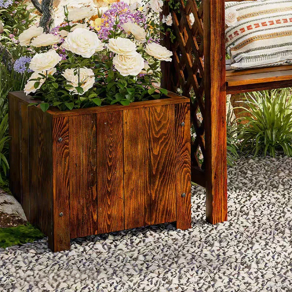 SOLARA Planter Box - Finnish Solid Wood 50×50×50 Outdoor Garden & Patio Furniture - Brown - Image 4