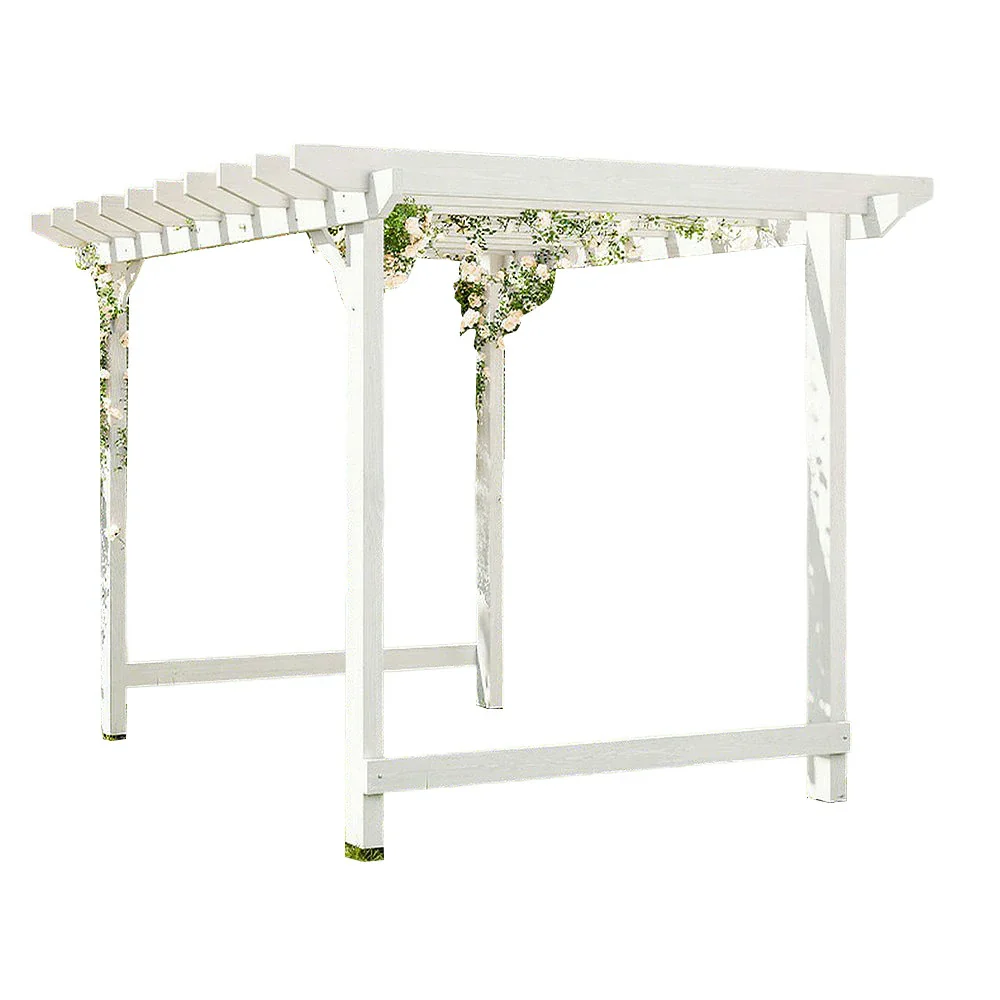 SOLARA Double-Row Pergola - Finnish Solid Wood, 3m x 1.3m/2m x 2m, Outdoor Garden & Patio Shade - White