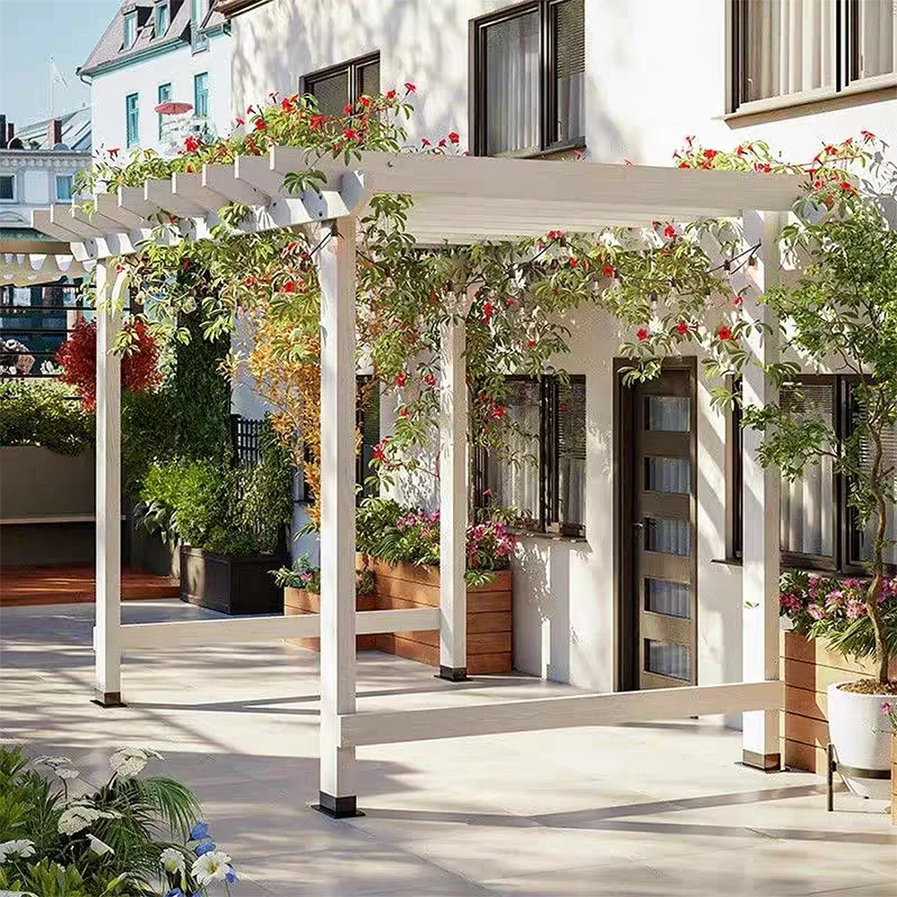 SOLARA Double-Row Pergola - Finnish Solid Wood, 3m x 1.3m/2m x 2m, Outdoor Garden & Patio Shade - White - Image 2