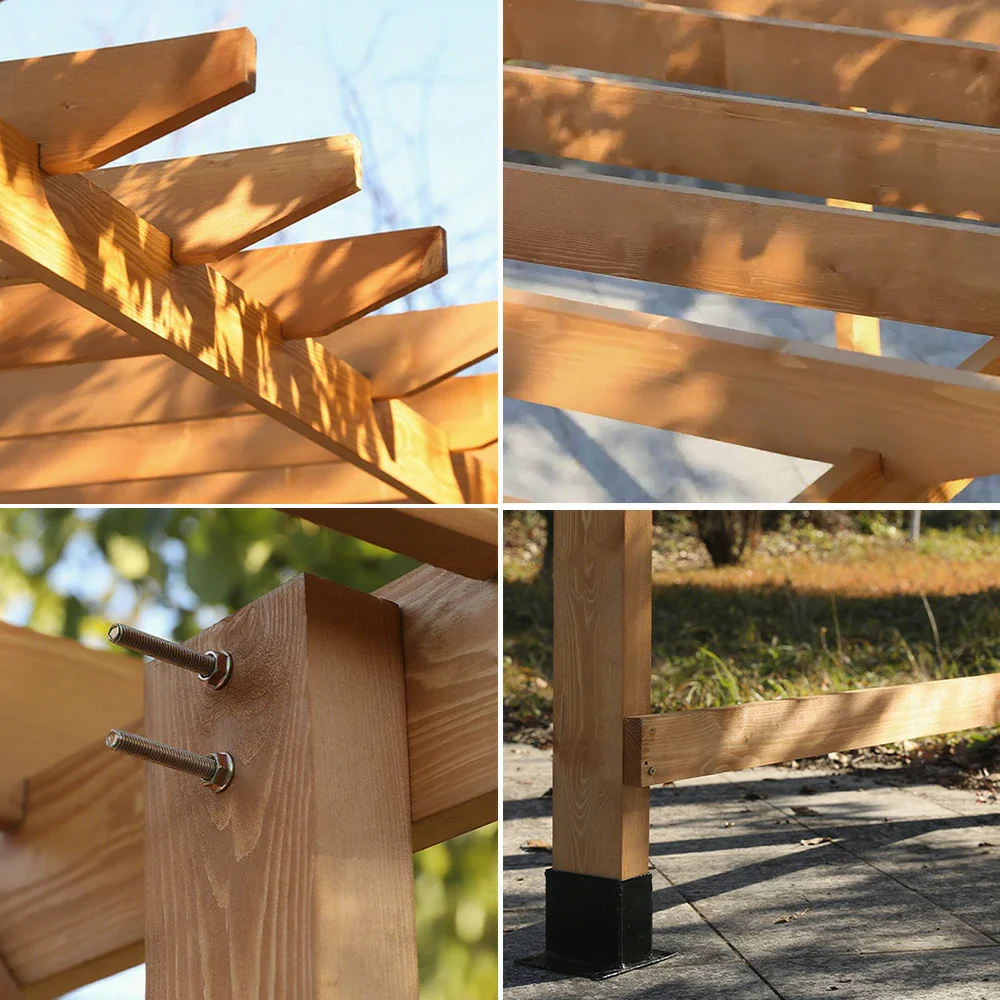 SOLARA Double-Row Pergola - Finnish Solid Wood, 3m x 1.3m/2m x 2m, Outdoor Garden & Patio Shade - White - Image 3