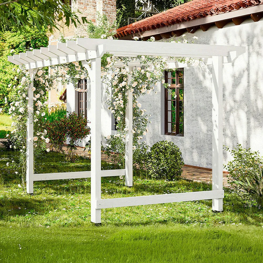 SOLARA Double-Row Pergola - Finnish Solid Wood, 3m x 1.3m/2m x 2m, Outdoor Garden & Patio Shade - White - Image 4