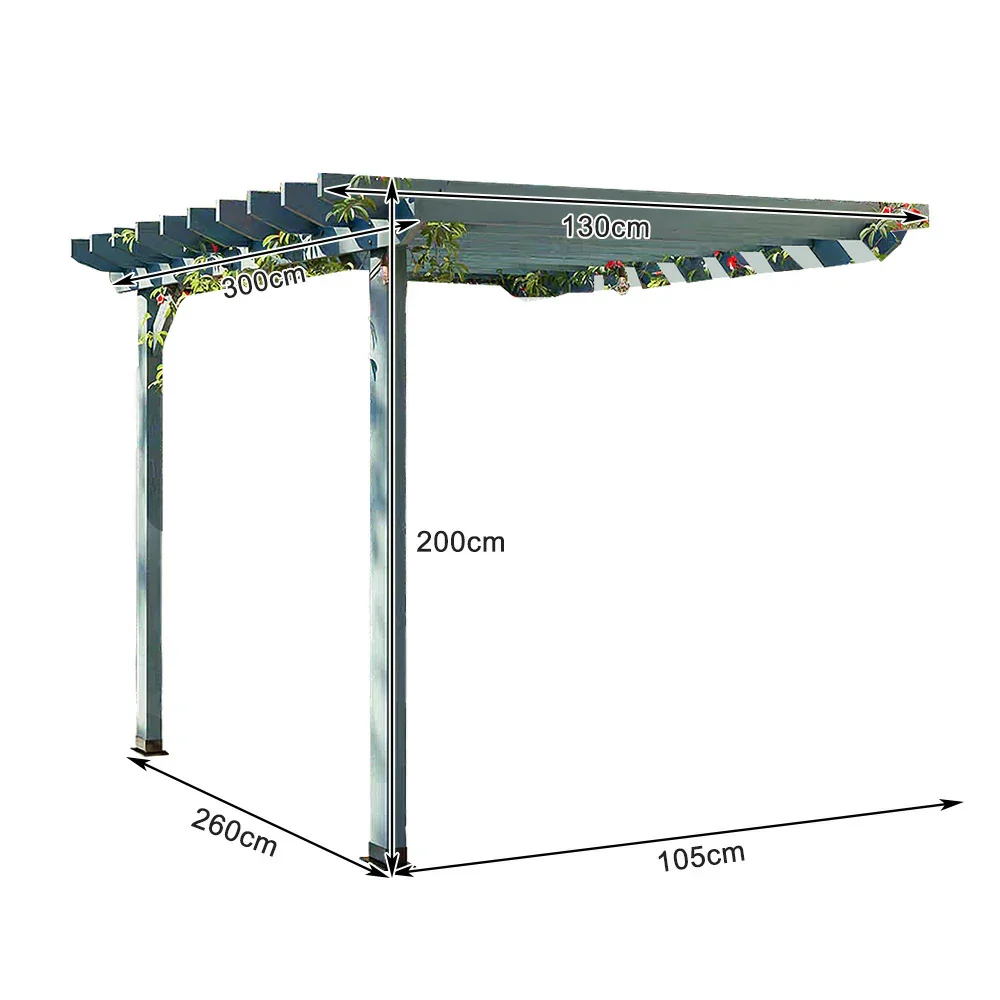 SOLARA Wall-Mounted Pergola - Finnish Solid Wood, 3m x 1.3m/2m x 2m, Outdoor Garden & Patio Shade - Blue - Image 5