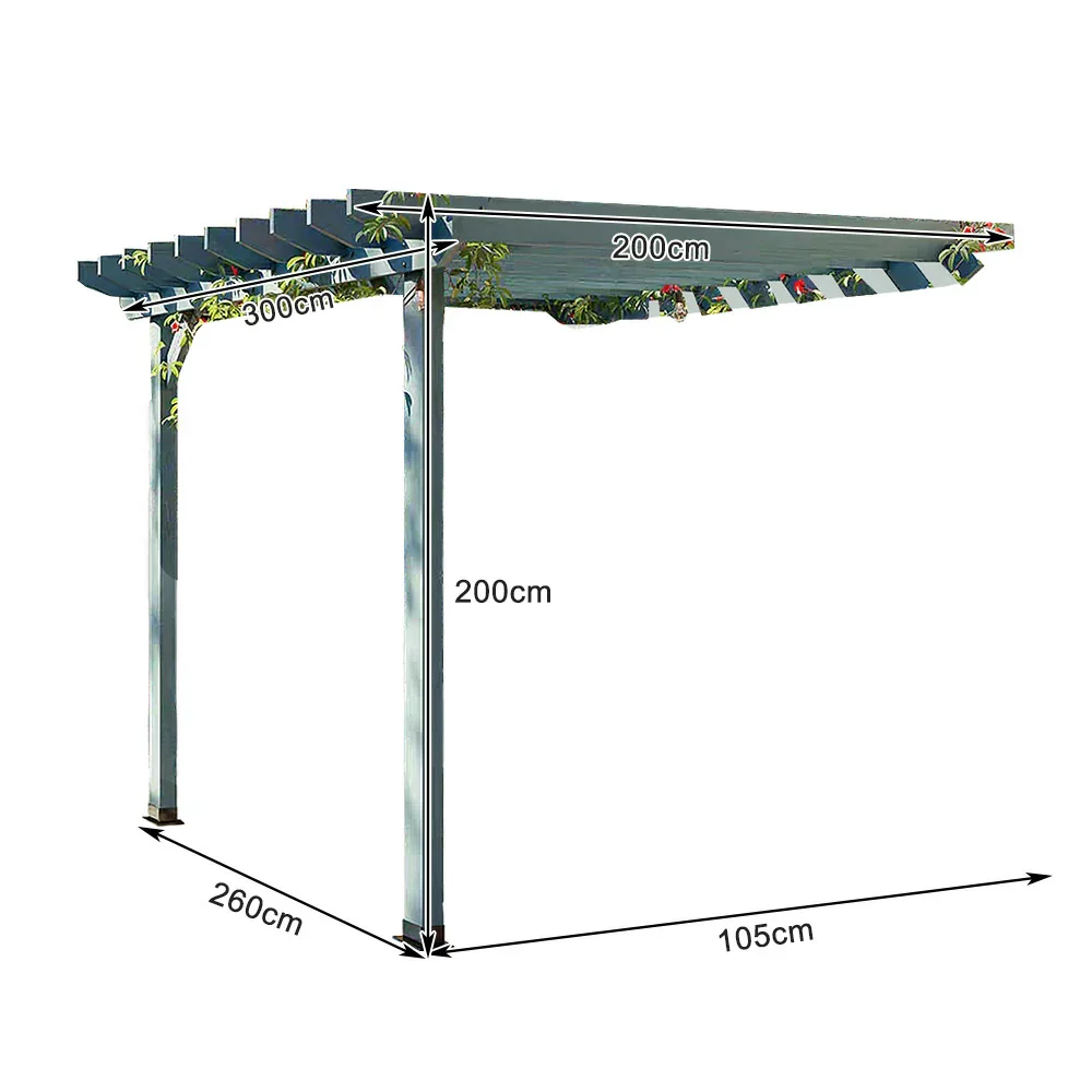 SOLARA Wall-Mounted Pergola - Finnish Solid Wood, 3m x 1.3m/2m x 2m, Outdoor Garden & Patio Shade - Blue - Image 6