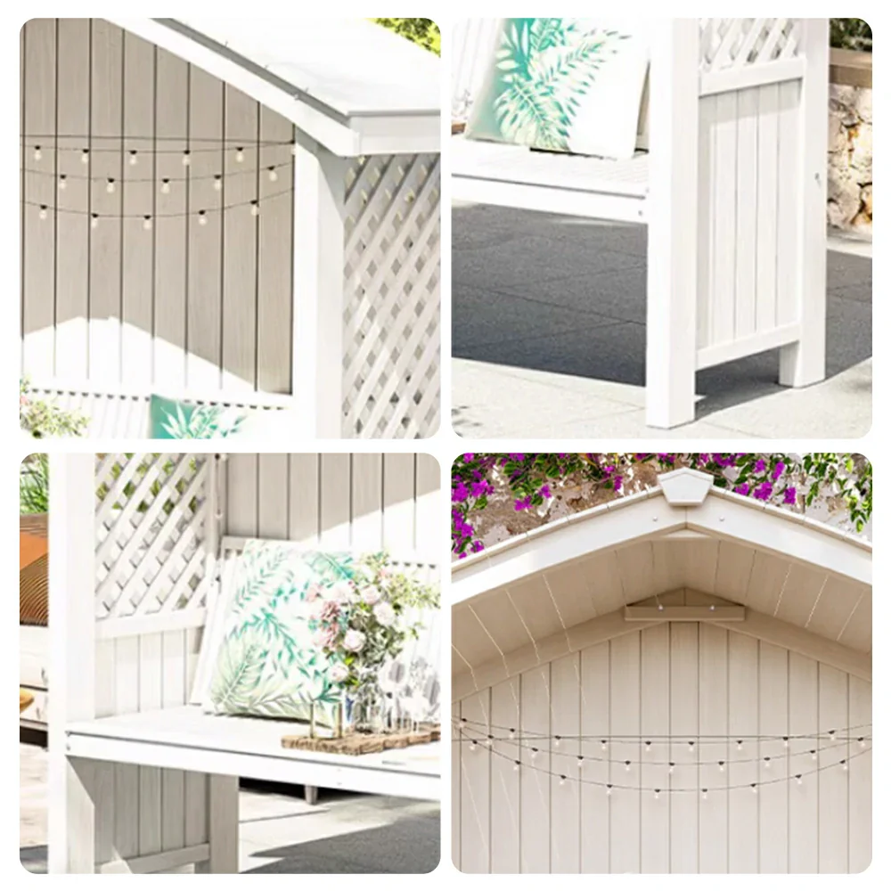 SOLARA Wooden Pergola - Finnish Solid Wood, Twill Design with Dual-Drainage Pitched Roof, Outdoor Garden & Patio Pavilion - White - Image 3