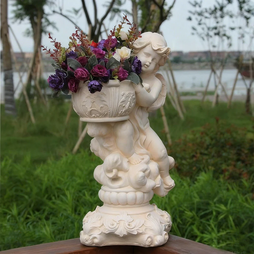 SOLARA 50cm Girl Angel Design Outdoor Planter UV-Resistant, Waterproof, Corrosion-Resistant, Durable for All Weather, Elegant Design for Gardens Patios - Image 2