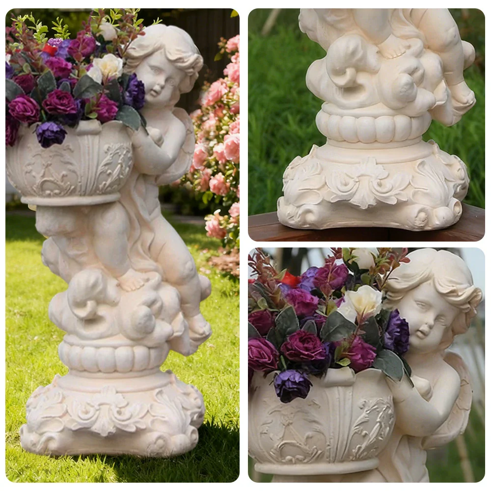 SOLARA 50cm Girl Angel Design Outdoor Planter UV-Resistant, Waterproof, Corrosion-Resistant, Durable for All Weather, Elegant Design for Gardens Patios - Image 3