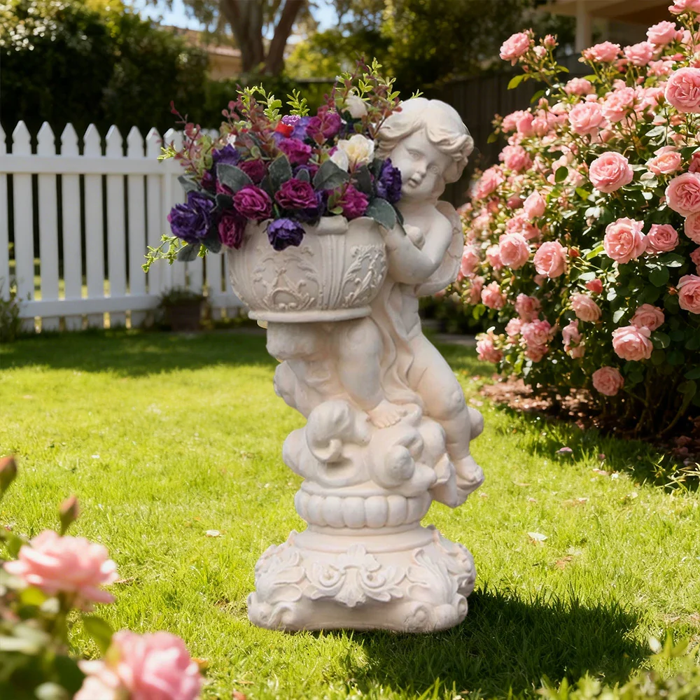 SOLARA 50cm Girl Angel Design Outdoor Planter UV-Resistant, Waterproof, Corrosion-Resistant, Durable for All Weather, Elegant Design for Gardens Patios - Image 4