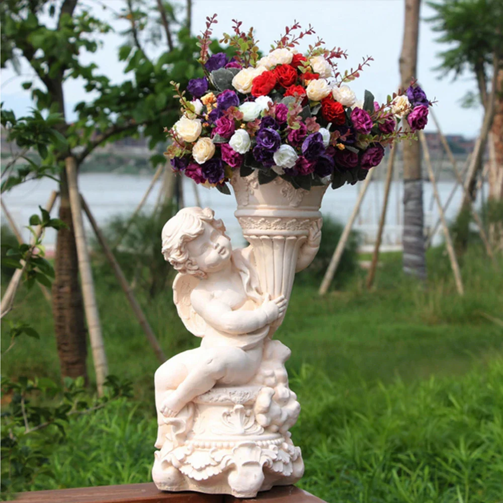 SOLARA 50cm Boy Angel Design Outdoor Planter UV-Resistant, Waterproof, Corrosion-Resistant, Durable for All Weather, Elegant Design for Gardens Patios - Image 2