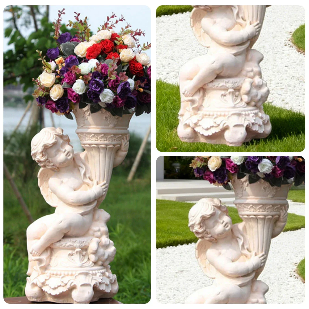 SOLARA 50cm Boy Angel Design Outdoor Planter UV-Resistant, Waterproof, Corrosion-Resistant, Durable for All Weather, Elegant Design for Gardens Patios - Image 3
