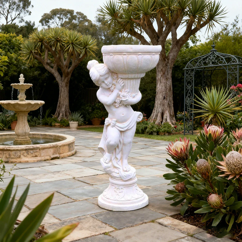 SOLARA 112cm Boy Angel Design Outdoor Planter UV-Resistant, Waterproof, Corrosion-Resistant, Durable for All Weather, Elegant Design for Gardens Patios - Image 4