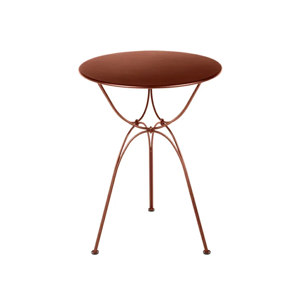 SOLARA Outdoor Round Side Table - Powder-Coated Steel Frame with Hand-Welded Support, Weather-Resistant Patio Accent Table - Red