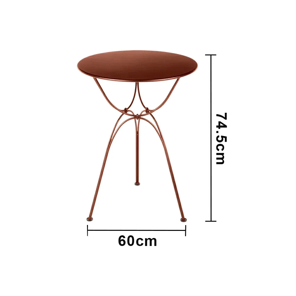SOLARA Outdoor Round Side Table - Powder-Coated Steel Frame with Hand-Welded Support, Weather-Resistant Patio Accent Table - Red - Image 5
