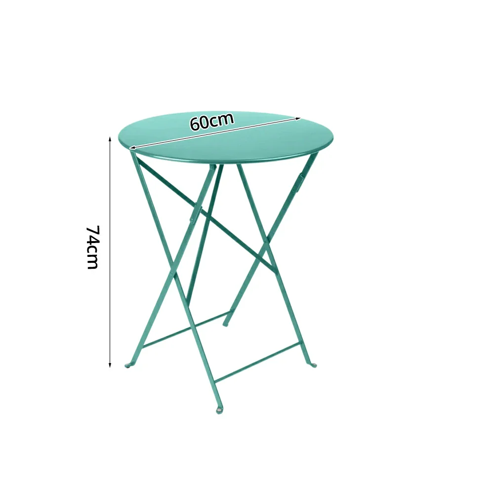 SOLARA Foldable Bistro Table Space-Saving Design Steel Frame with Rust-Resistant Coating French Balcony Style - Blue - Image 5