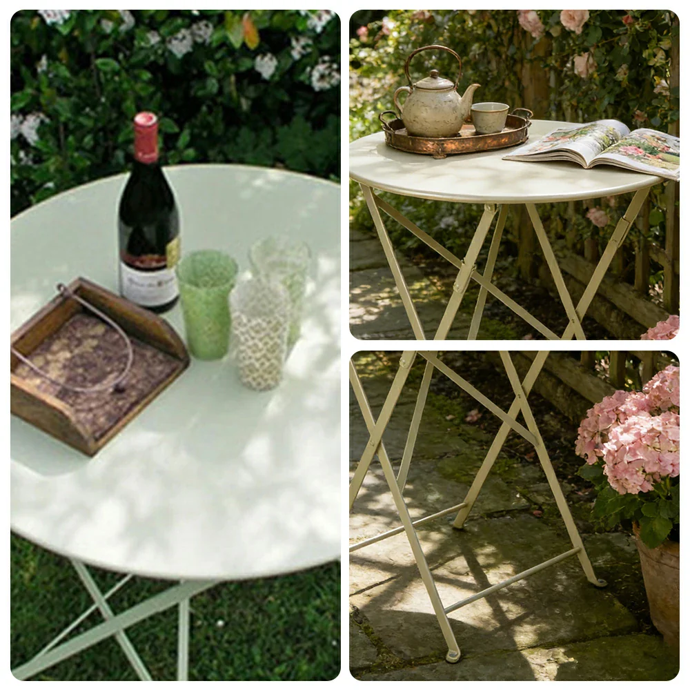 SOLARA Foldable Bistro Table Space-Saving Design Steel Frame with Rust-Resistant Coating French Balcony Style - Green - Image 3