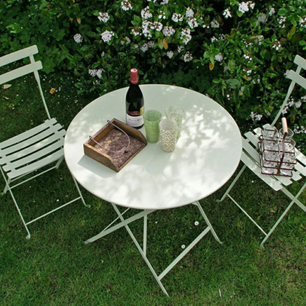 SOLARA Foldable Bistro Table Space-Saving Design Steel Frame with Rust-Resistant Coating French Balcony Style - Green - Image 4