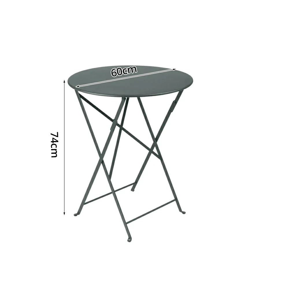 SOLARA Foldable Bistro Table Space-Saving Design Steel Frame with Rust-Resistant Coating French Balcony Style - Grey - Image 5