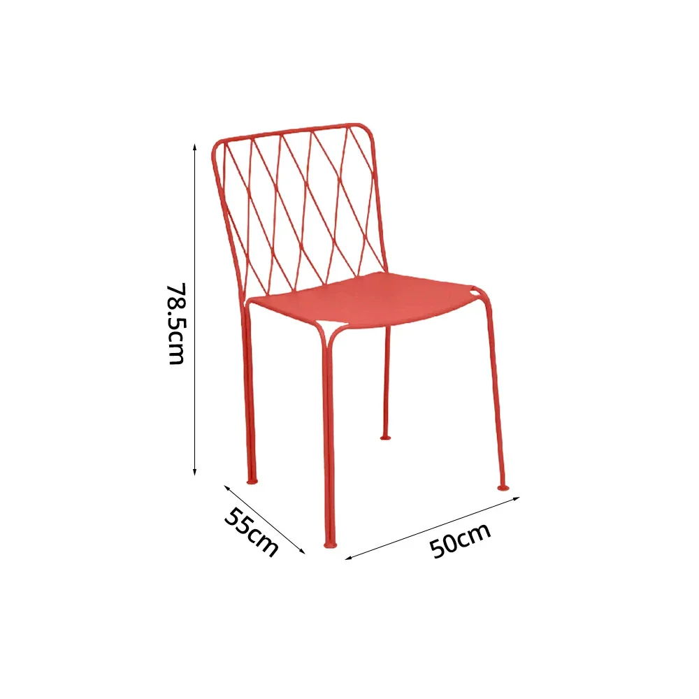 SOLARA Stackable Dining Chair Rust-Resistant Steel Frame Ergonomic Comfort Space-Saving Design for Outdoor Use - Red - Image 5