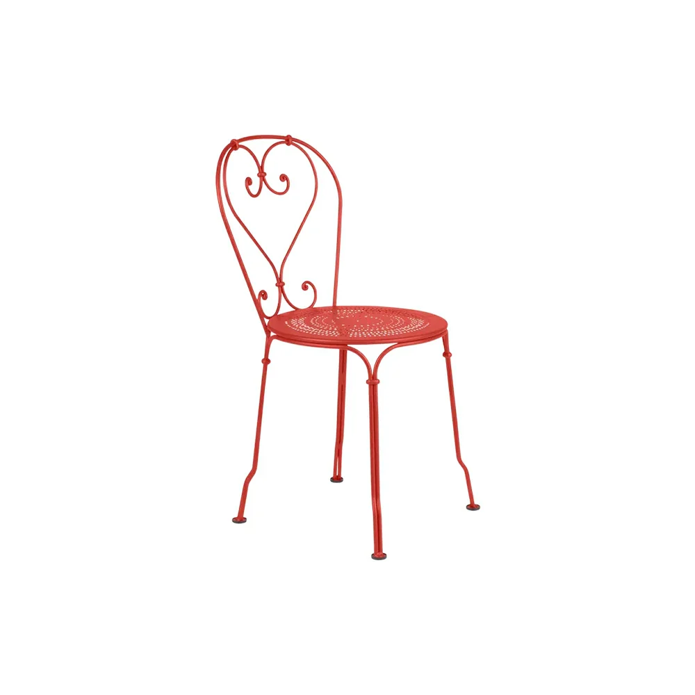 SOLARA Stackable Dining Chair Commercial-Grade Rust-Resistant Steel Frame Perforated Quick-Dry Seat Space-Saving Design - Red