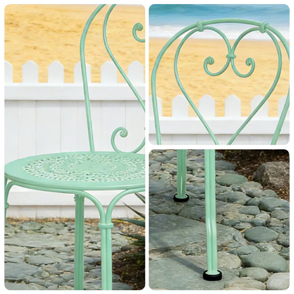 SOLARA Stackable Dining Chair Commercial-Grade Rust-Resistant Steel Frame Perforated Quick-Dry Seat Space-Saving Design - Green - Image 3