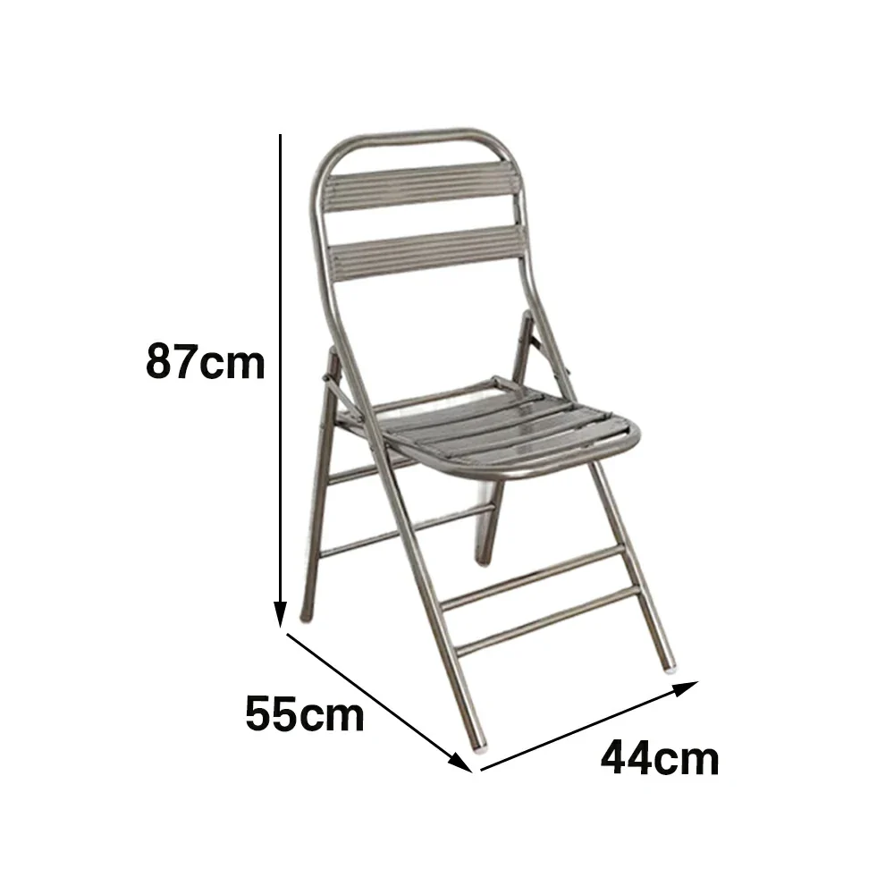 SOLARA Foldable Stainless Steel Chair 304 Anti-Rust Heavy Duty Space Saving Portable Seating for Home Kitchen Balcony - Silver - Image 5