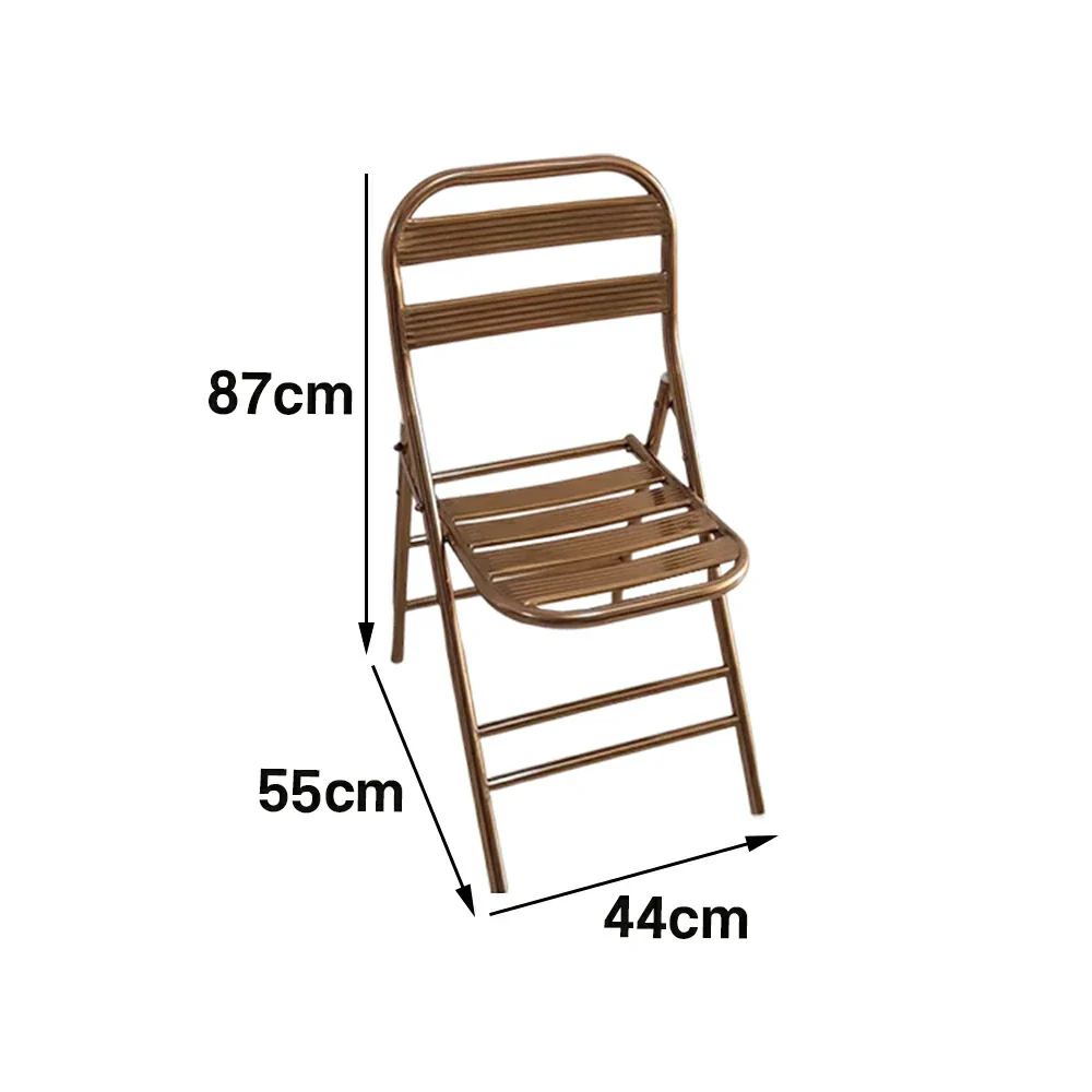 SOLARA Foldable Stainless Steel Chair 304 Anti-Rust Heavy Duty Space Saving Portable Seating for Home Kitchen Balcony - Rose Gold - Image 5