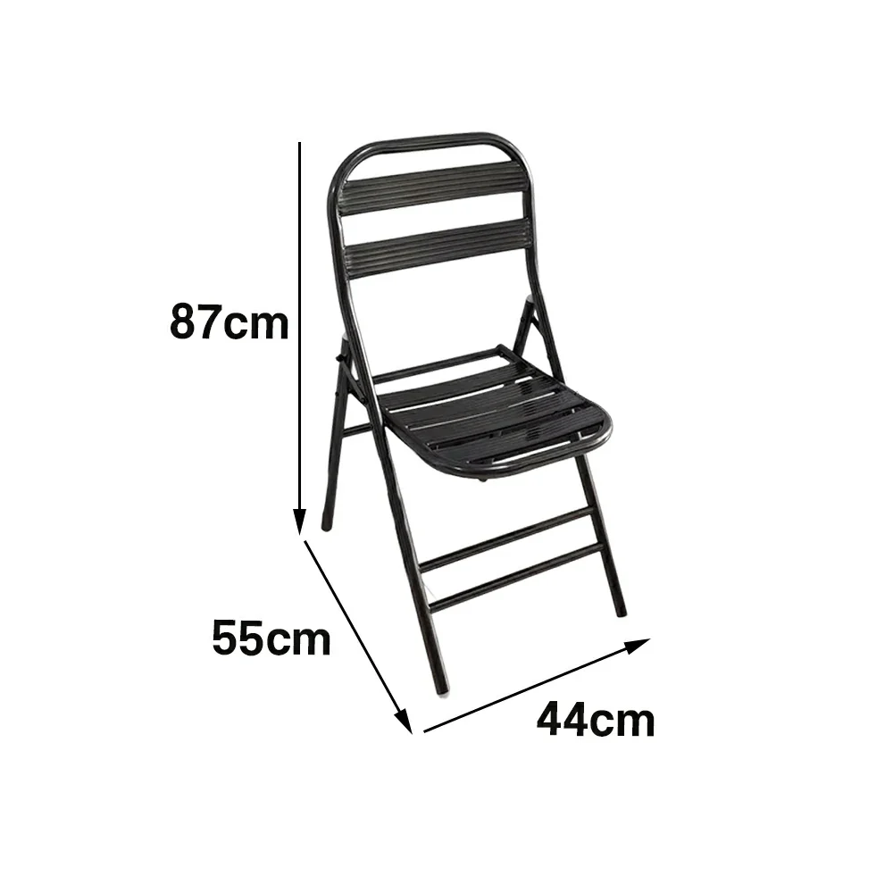 SOLARA Foldable Stainless Steel Chair 304 Anti-Rust Heavy Duty Space Saving Portable Seating for Home Kitchen Balcony - Black - Image 5