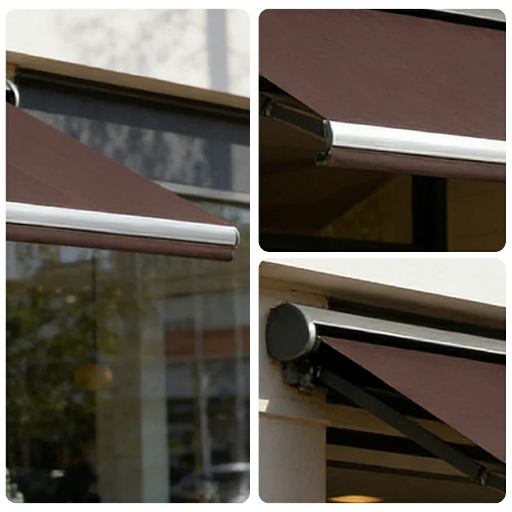 SOLARA Electric Retractable Awning Black Frame Remote Control Waterproof Aluminium 300/400/500cm Patio Balcony Outdoor Use - Brown - Image 3