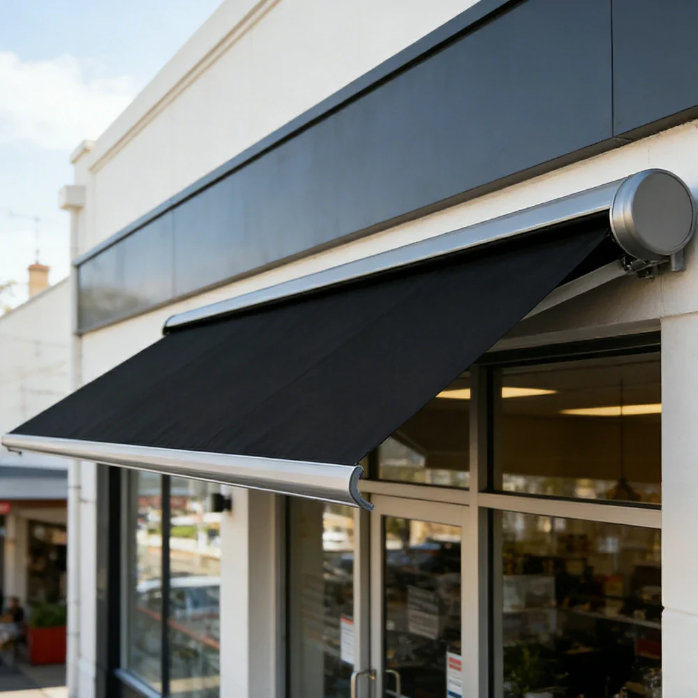 SOLARA Electric Retractable Awning Black Frame Remote Control Waterproof Aluminium 300/400/500cm Patio Balcony Outdoor Use - Black - Image 2