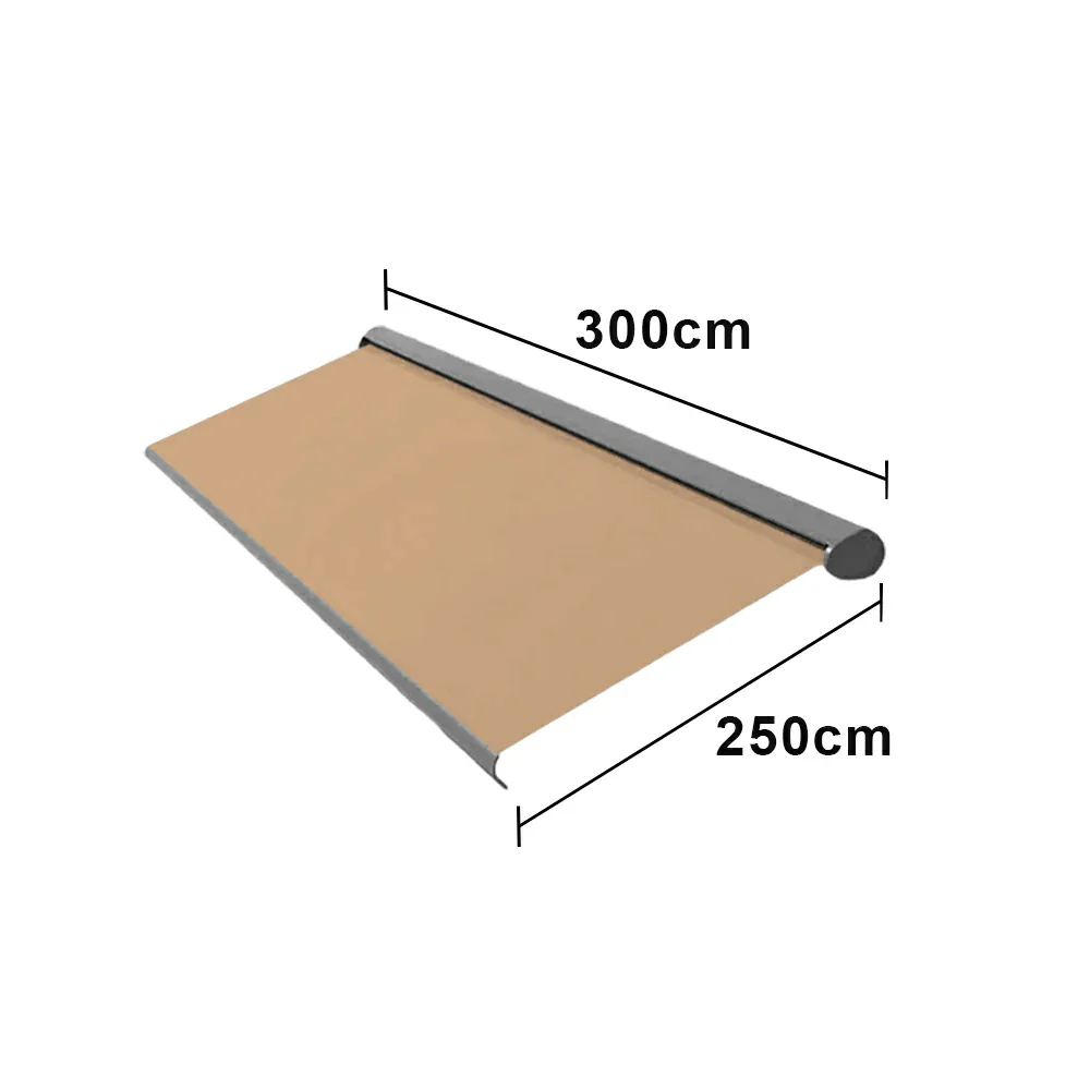 SOLARA Electric Retractable Awning Black Frame Remote Control Waterproof Aluminium 300/400/500cm Patio Balcony Outdoor Use - Khaki - Image 6