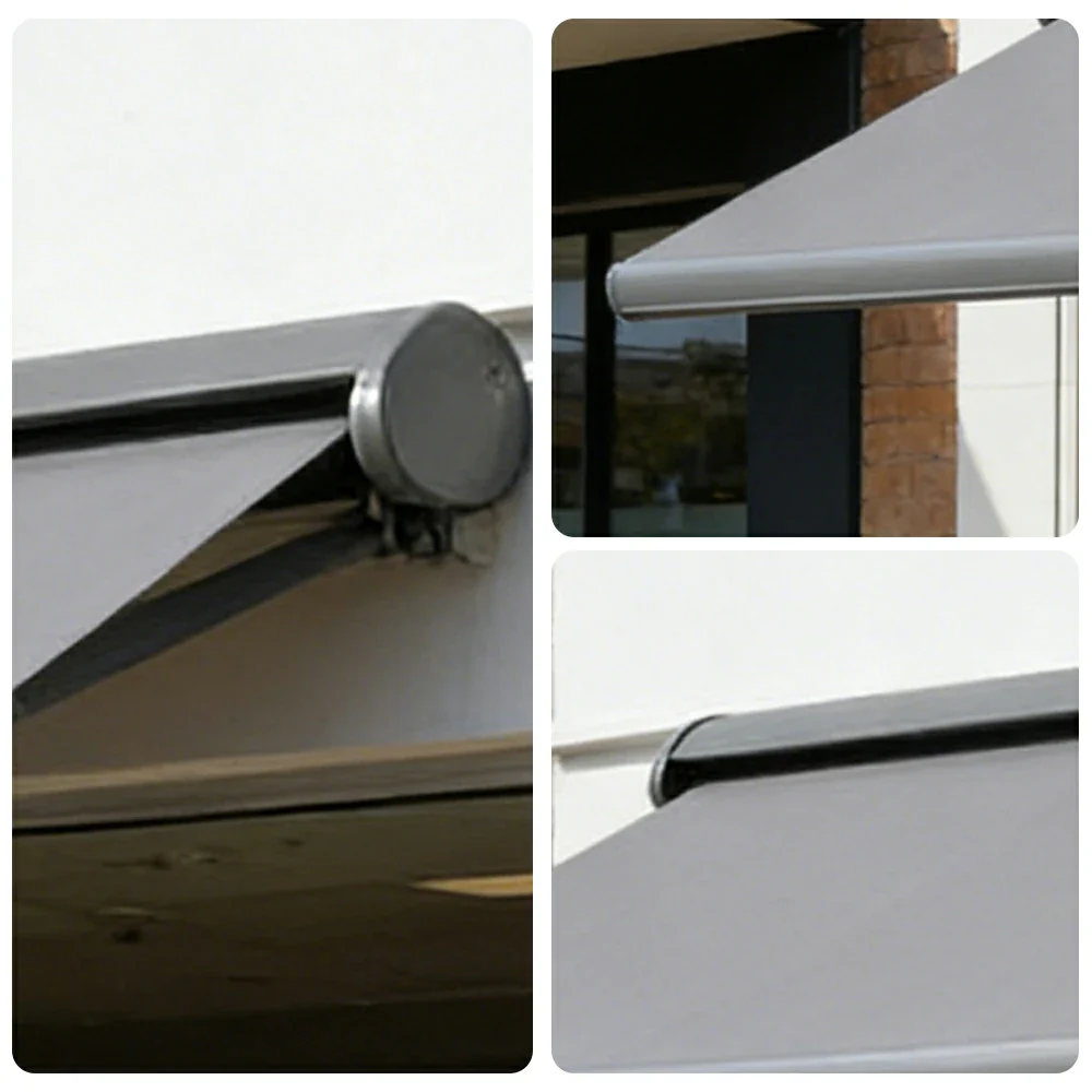 SOLARA Electric Retractable Awning Black Frame Remote Control Waterproof Aluminium 300/400/500cm Patio Balcony Outdoor Use - Grey - Image 3