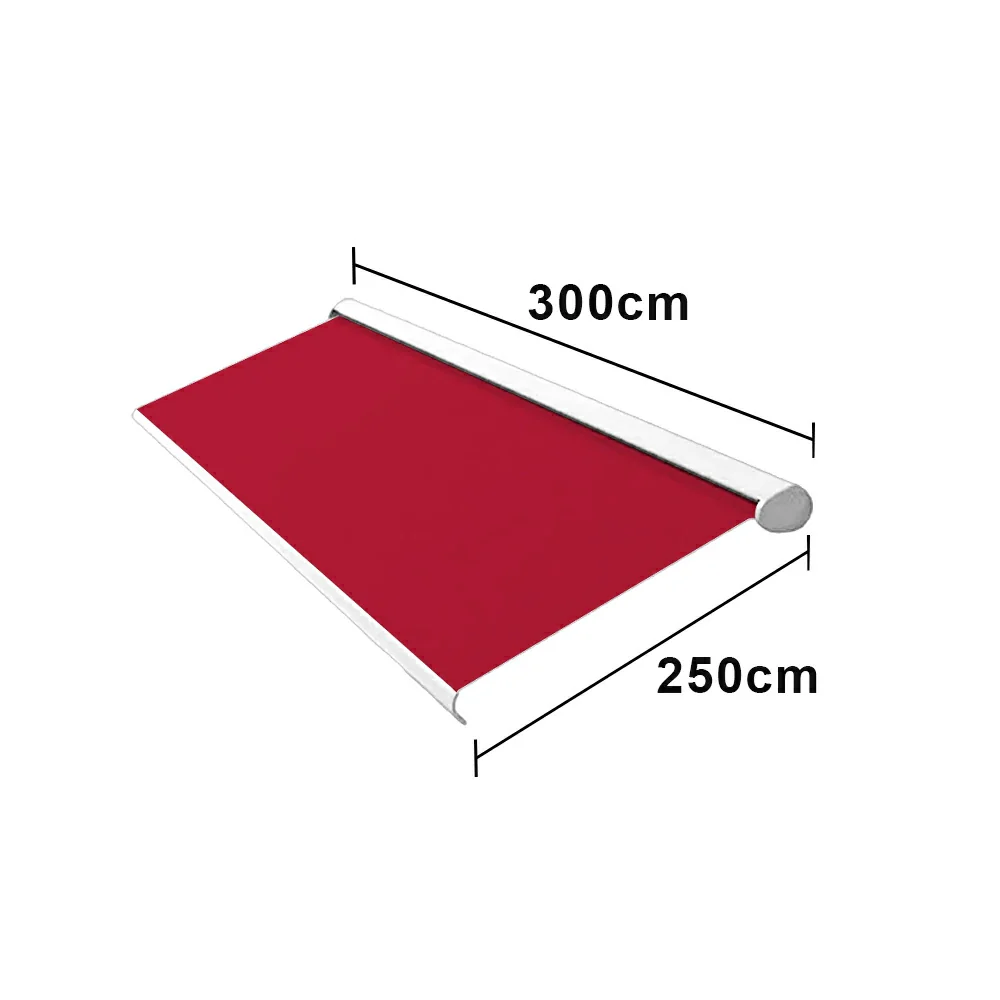 SOLARA Electric Retractable Awning White Frame Remote Control Waterproof Aluminium 300/400/500cm Patio Balcony Outdoor Use - Red - Image 6