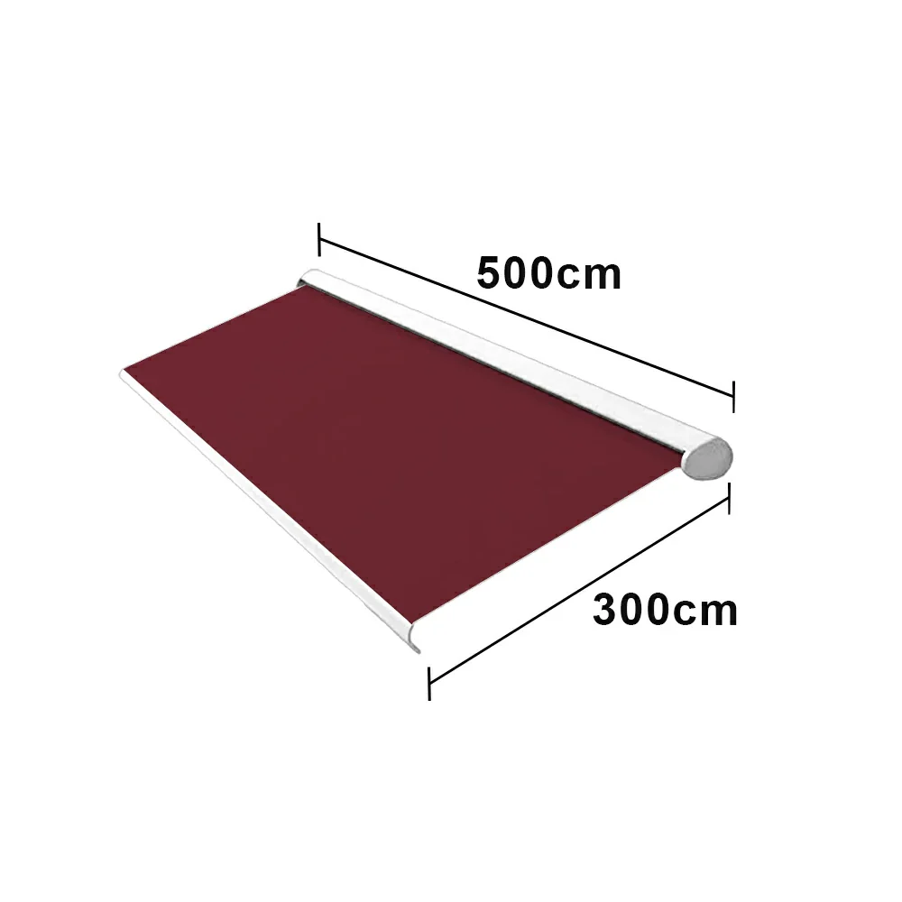 SOLARA Electric Retractable Awning White Frame Remote Control Waterproof Aluminium 300/400/500cm Patio Balcony Outdoor Use - Wine - Image 8