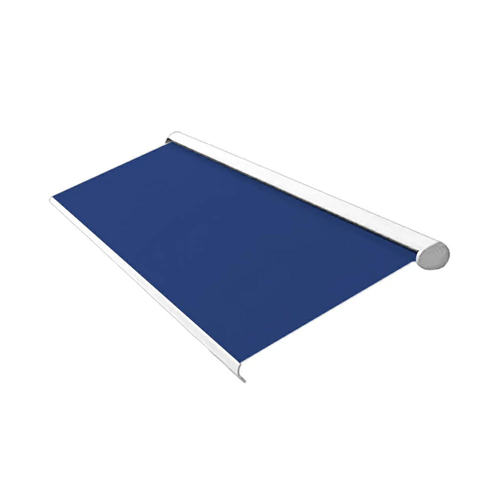 SOLARA Electric Retractable Awning White Frame Remote Control Waterproof Aluminium 300/400/500cm Patio Balcony Outdoor Use - Dark Blue