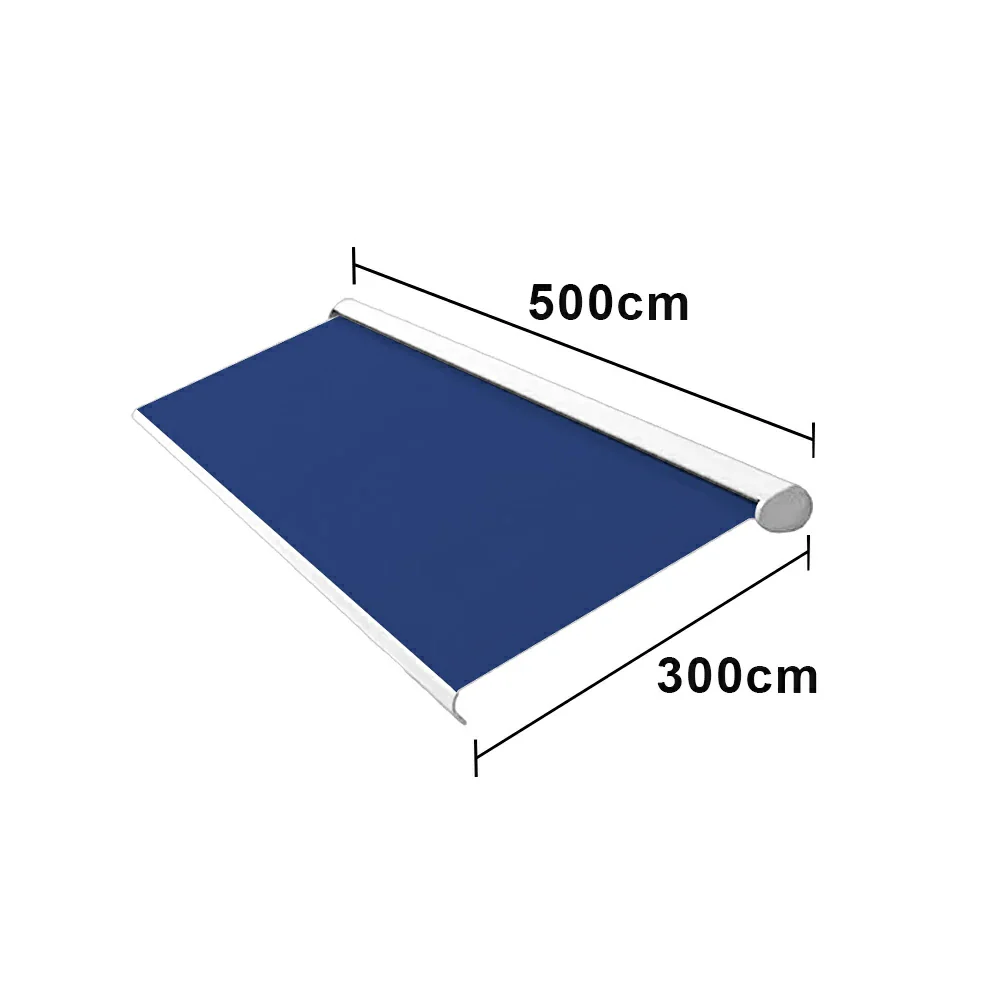 SOLARA Electric Retractable Awning White Frame Remote Control Waterproof Aluminium 300/400/500cm Patio Balcony Outdoor Use - Dark Blue - Image 8