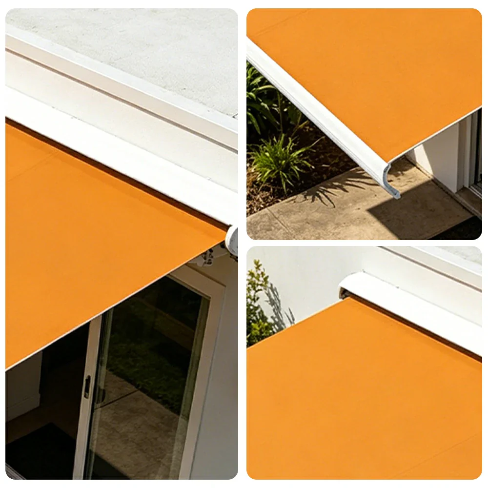 SOLARA Electric Retractable Awning White Frame Remote Control Waterproof Aluminium 300/400/500cm Patio Balcony Outdoor Use - Orange - Image 3