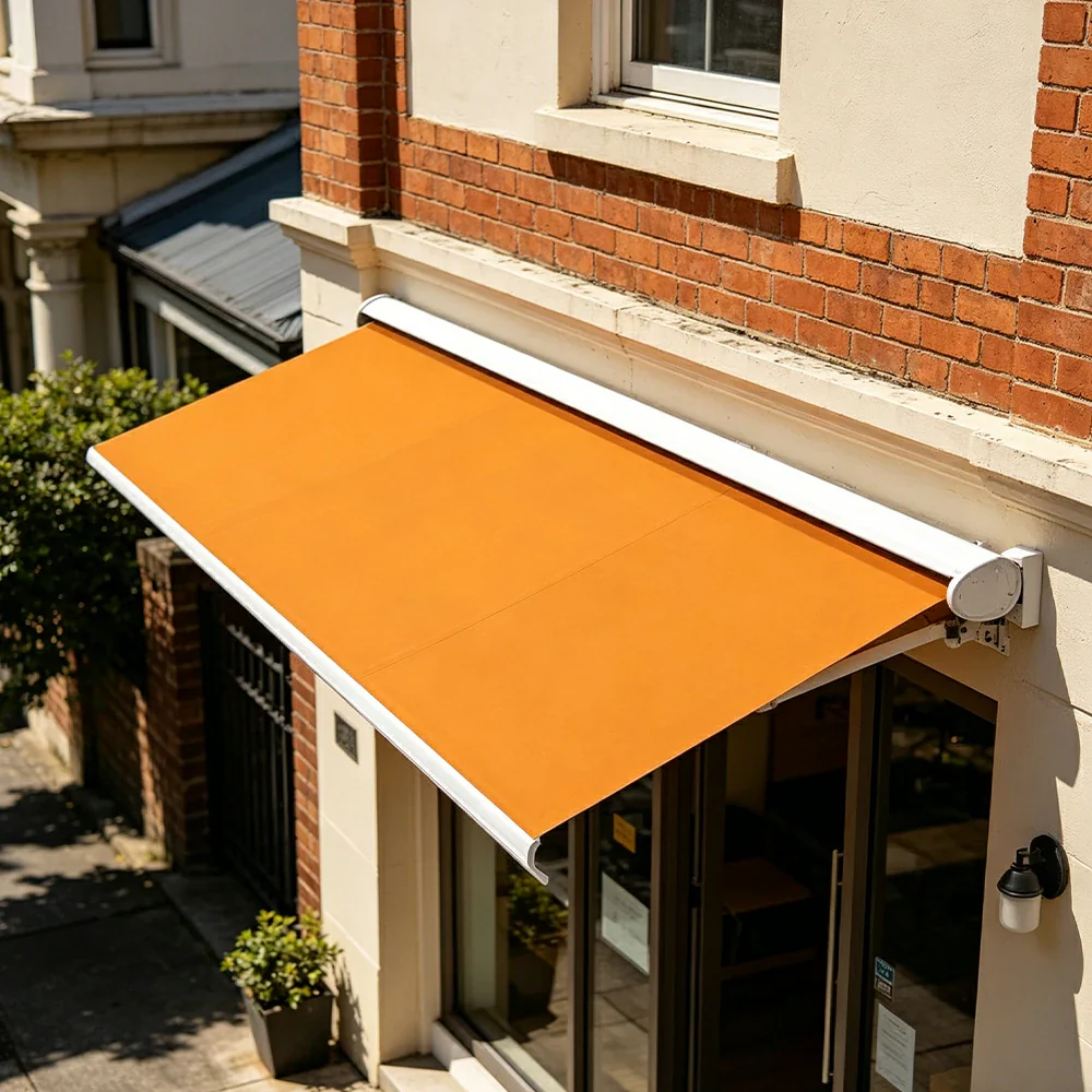 SOLARA Electric Retractable Awning White Frame Remote Control Waterproof Aluminium 300/400/500cm Patio Balcony Outdoor Use - Orange - Image 4