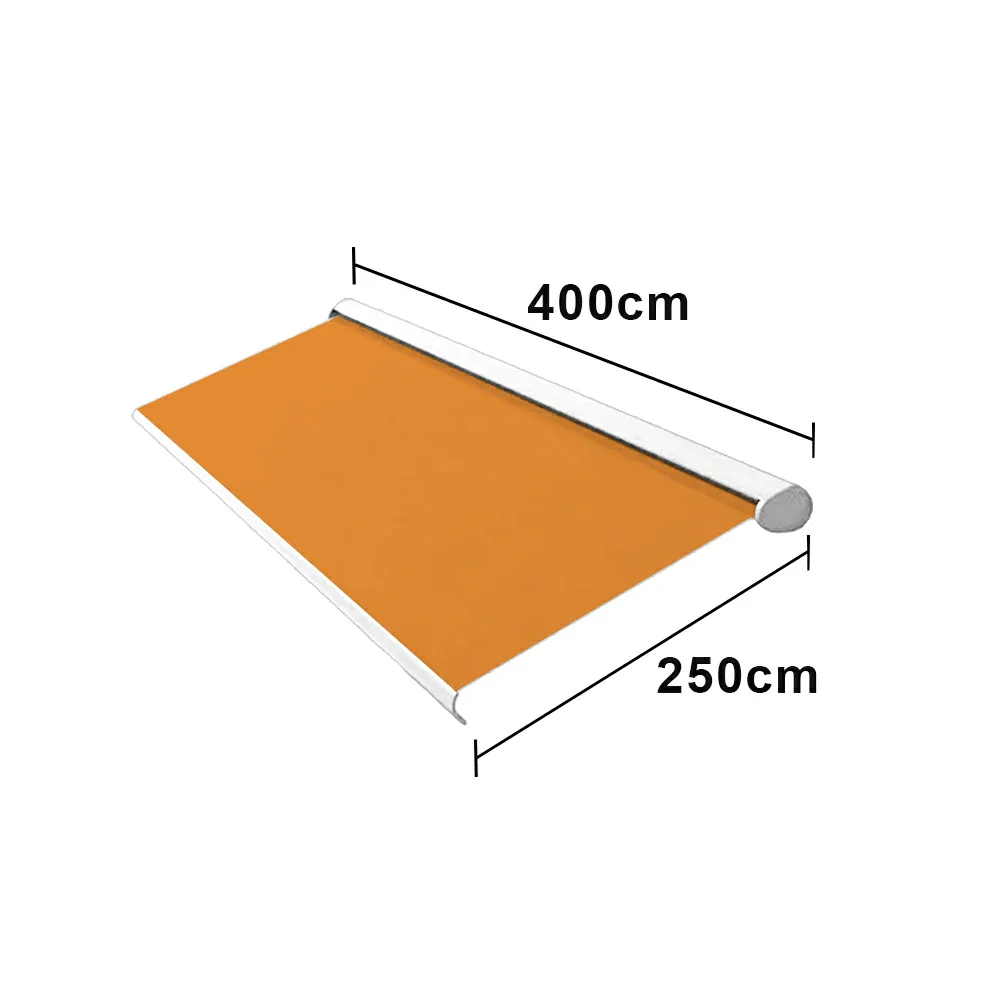 SOLARA Electric Retractable Awning White Frame Remote Control Waterproof Aluminium 300/400/500cm Patio Balcony Outdoor Use - Orange - Image 7